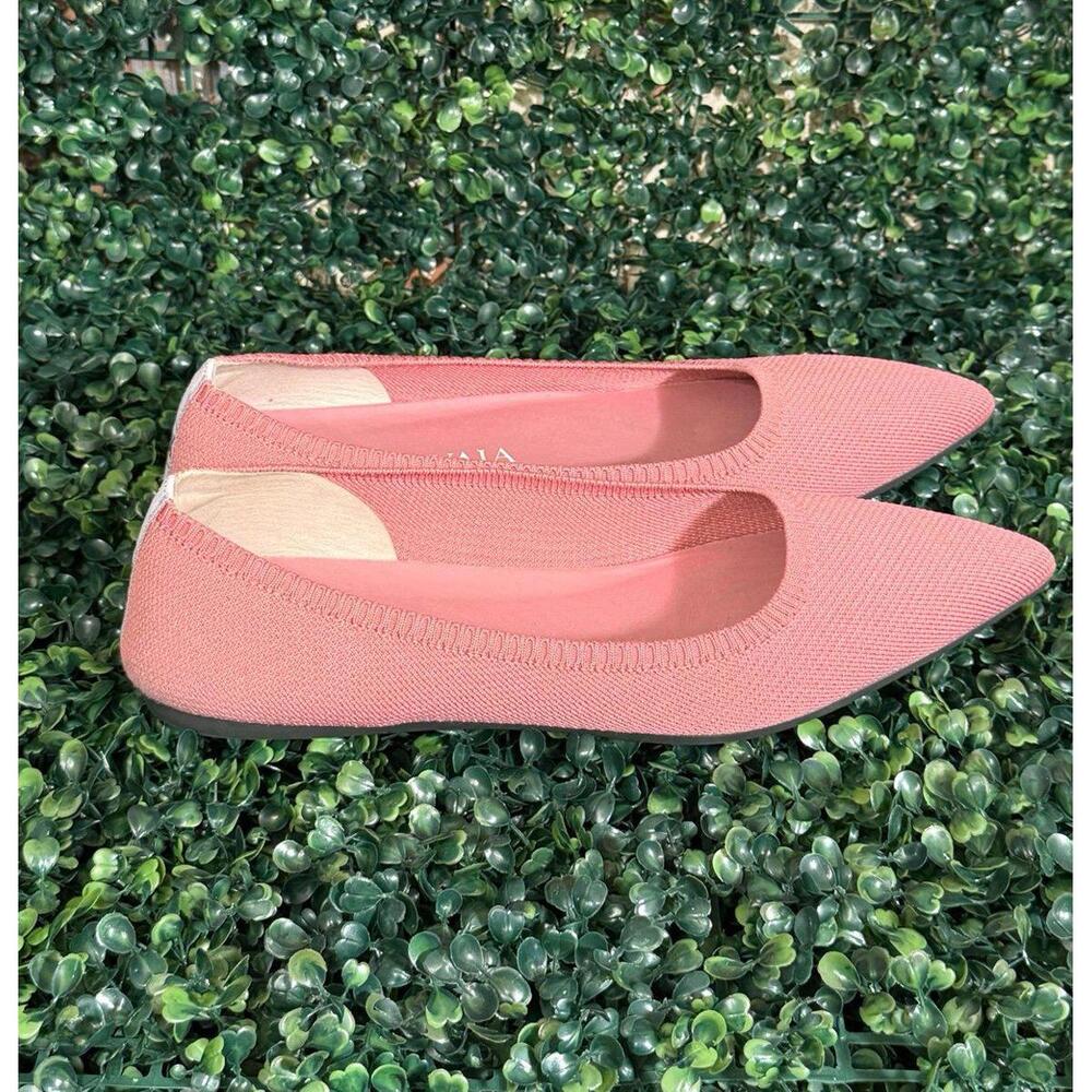 Pink Pointed-Toe Flats in Suede-Like Finish - Picture 2 of 4